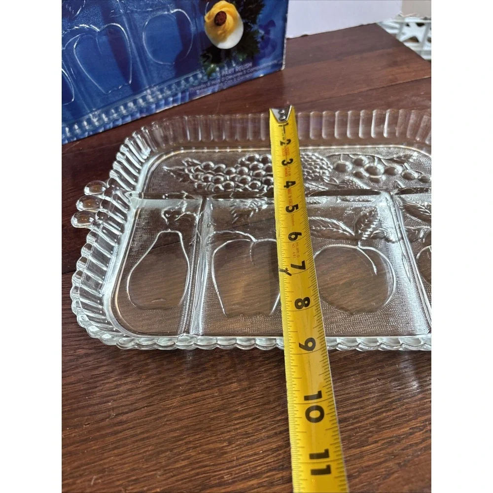 Indiana Glass Co Crystal Five Part Compartment Relish Serving‎ Tray Plate Easter